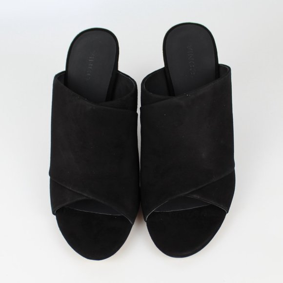 NEW Vince Black Suede Block Heel Mules –Chic & Versatile Sandal for Any Occasion